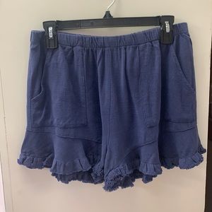 NWT UMGEE Elastic Waist Ruffle Hem Shorts